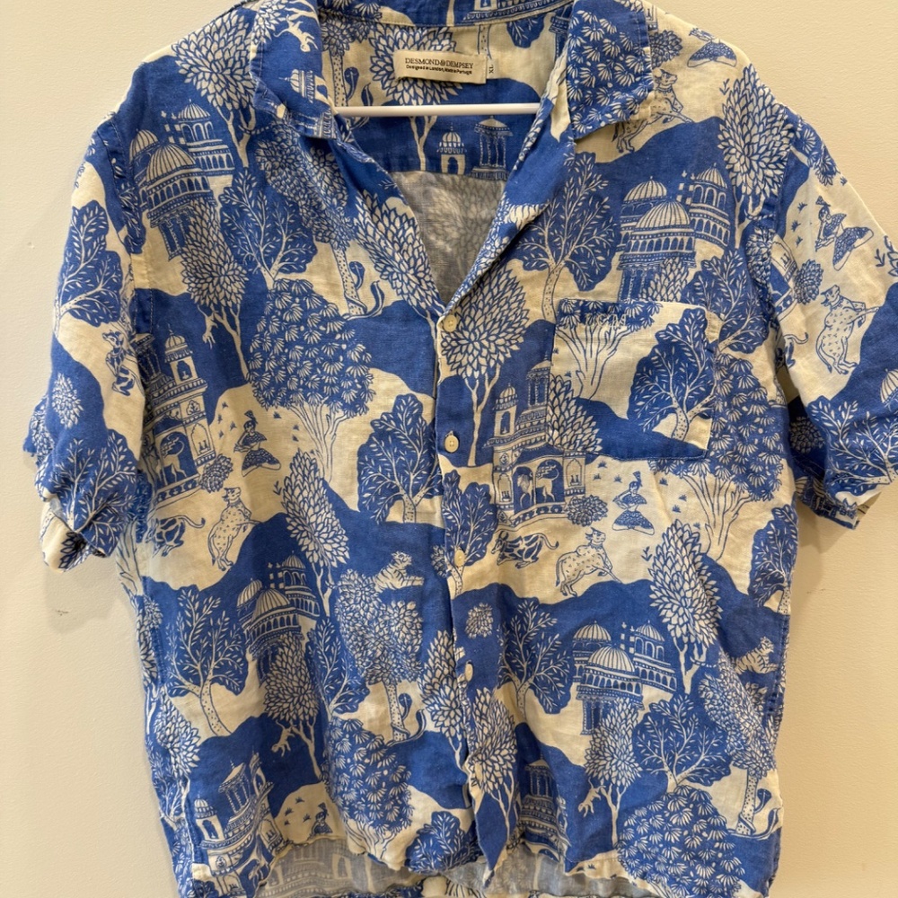 Desmond & Dempsey Blue Print Short Sleeve Pajama Top - Picture 2 of 4